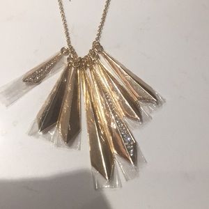 AQUA Aida Fan Gold Tone Statement Pendant Necklace